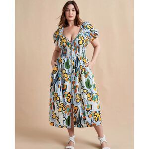 La Ligne Celina Dress in Blue Floral L